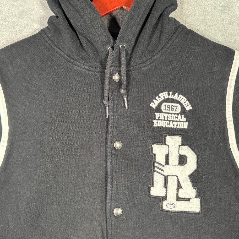 Polo Ralph Lauren Hoodie Mens L Black RL Tigers 1967 Varsity Snap Fleece Jacket - Picture 3 of 11
